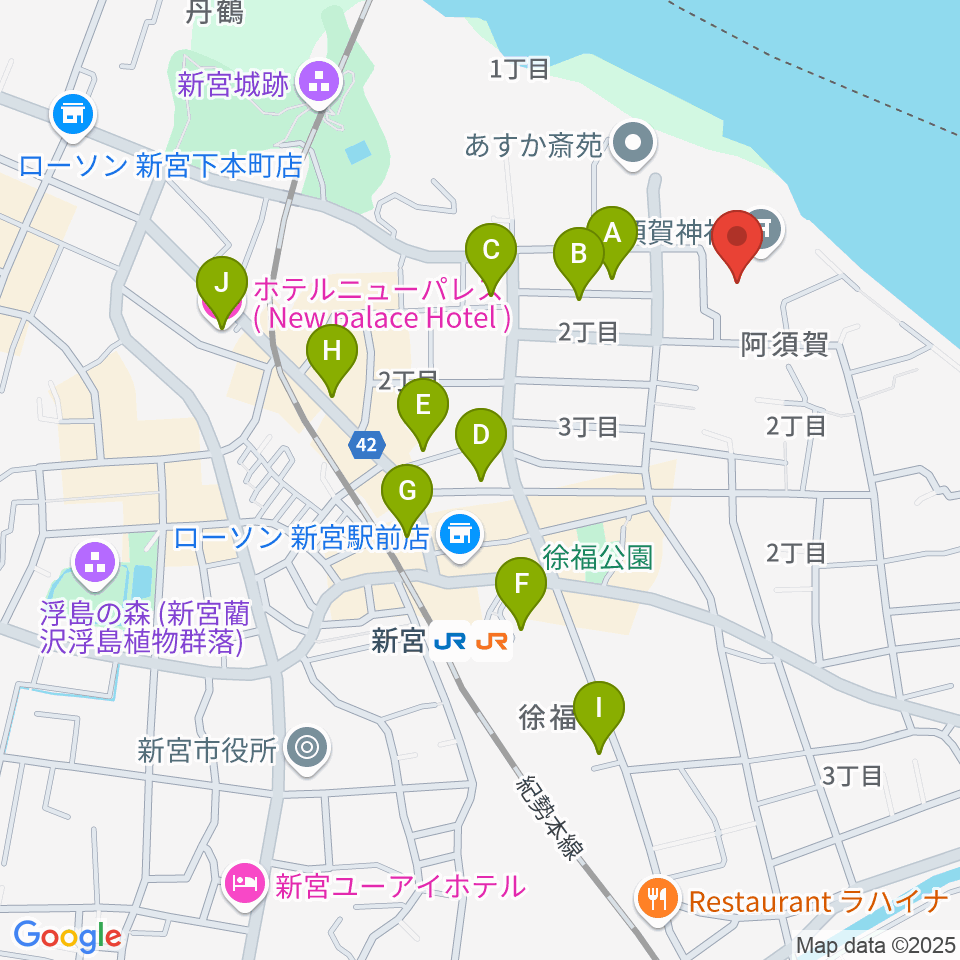 新宮市立歴史民俗資料館周辺のホテル一覧地図