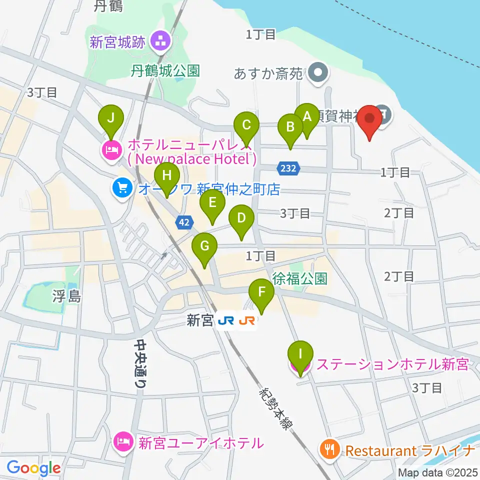 新宮市立歴史民俗資料館周辺のホテル一覧地図