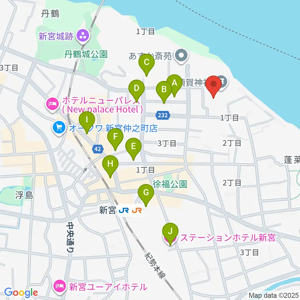 新宮市立歴史民俗資料館周辺のホテル一覧地図