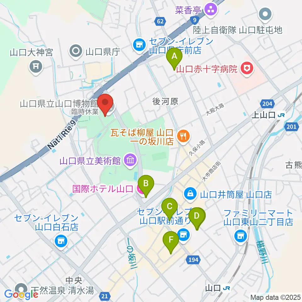 山口県立山口博物館周辺のホテル一覧地図