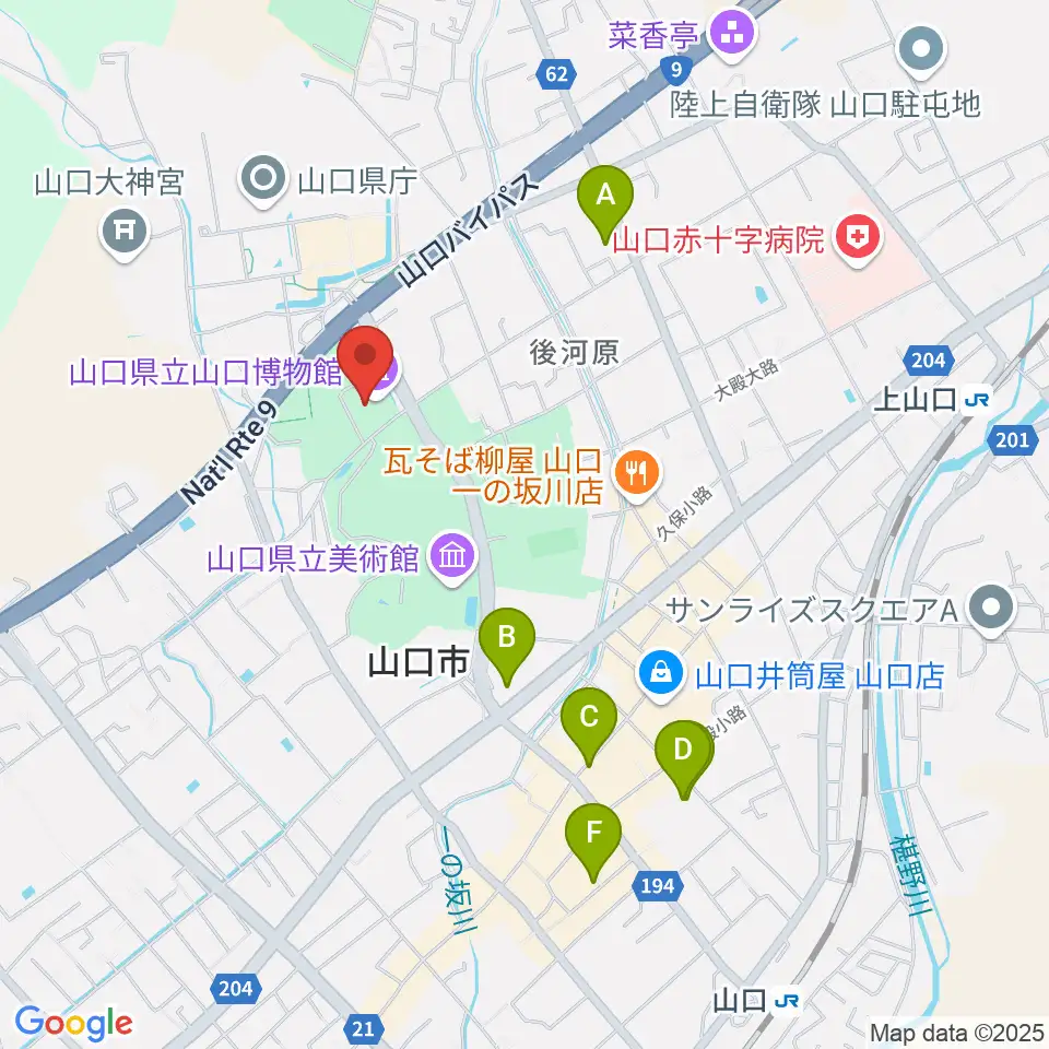 山口県立山口博物館周辺のホテル一覧地図