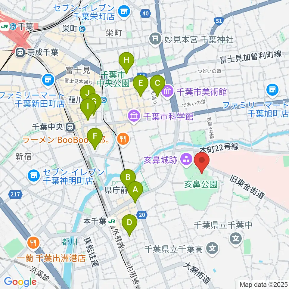 千葉市立郷土博物館周辺のホテル一覧地図