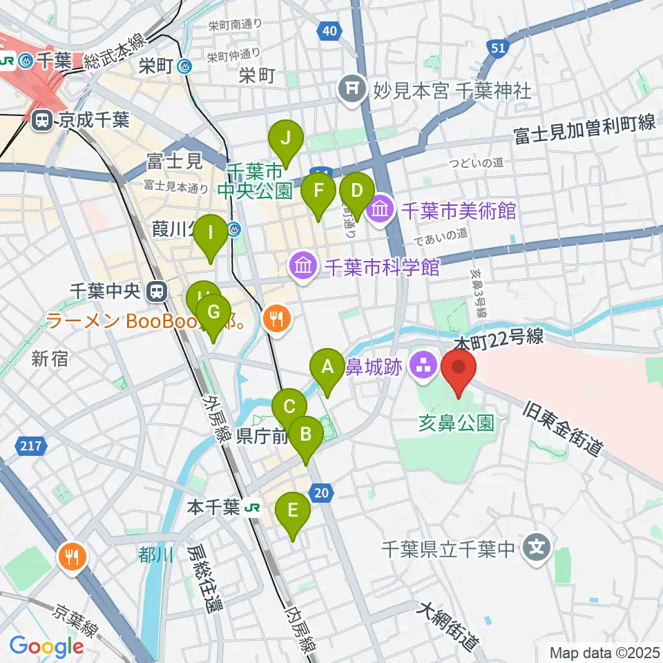 千葉市立郷土博物館周辺のホテル一覧地図