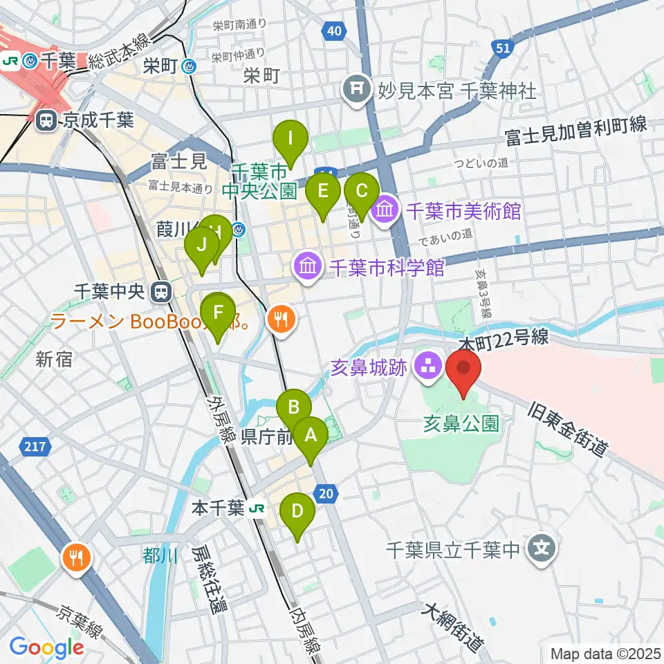 千葉市立郷土博物館周辺のホテル一覧地図