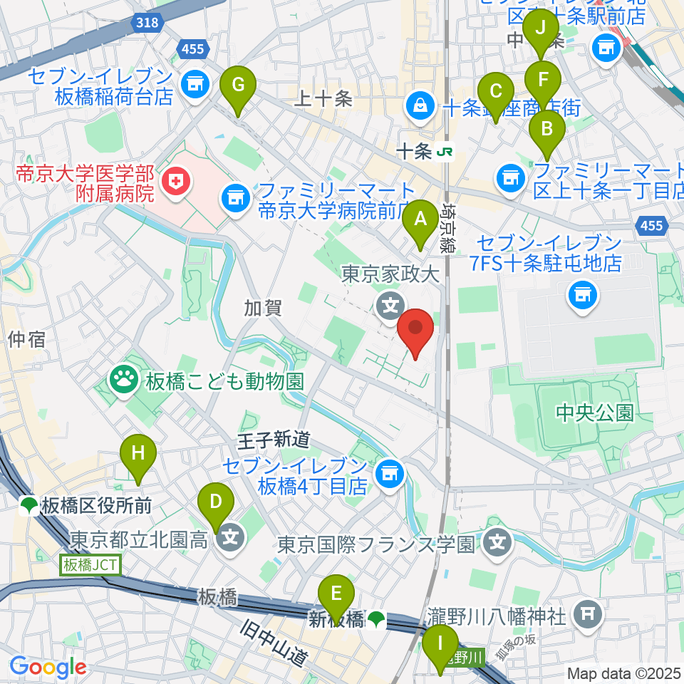 東京家政大学博物館周辺のホテル一覧地図