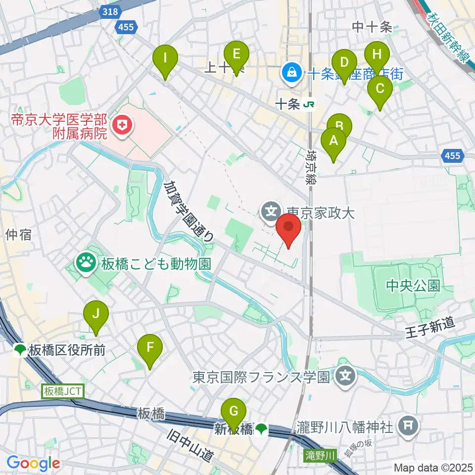 東京家政大学博物館周辺のホテル一覧地図