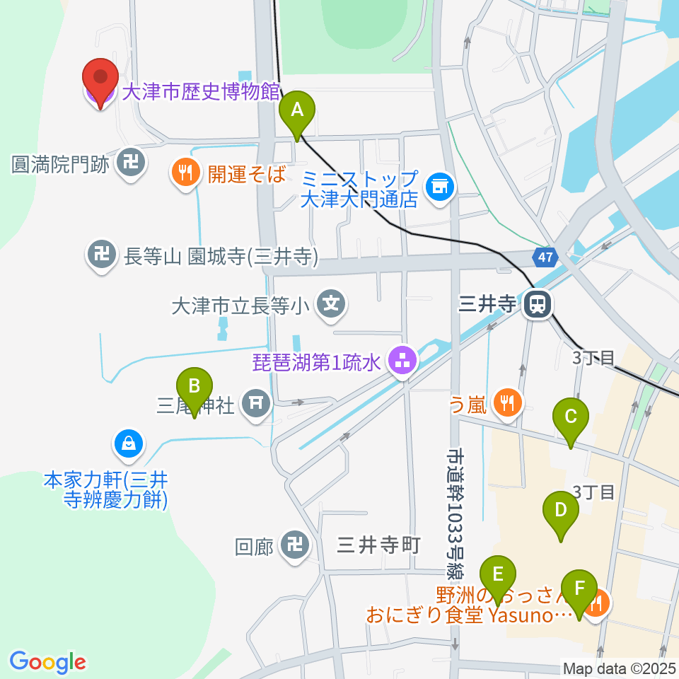 大津市歴史博物館周辺のホテル一覧地図