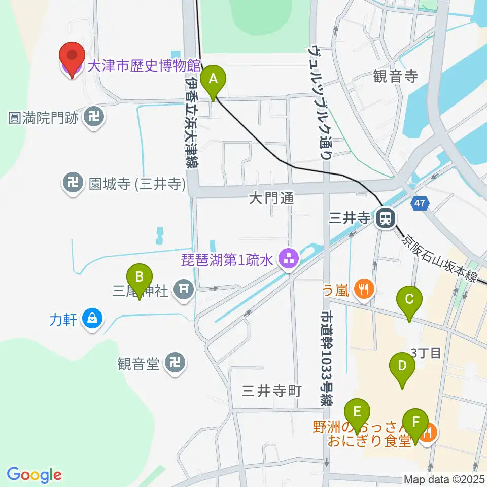大津市歴史博物館周辺のホテル一覧地図