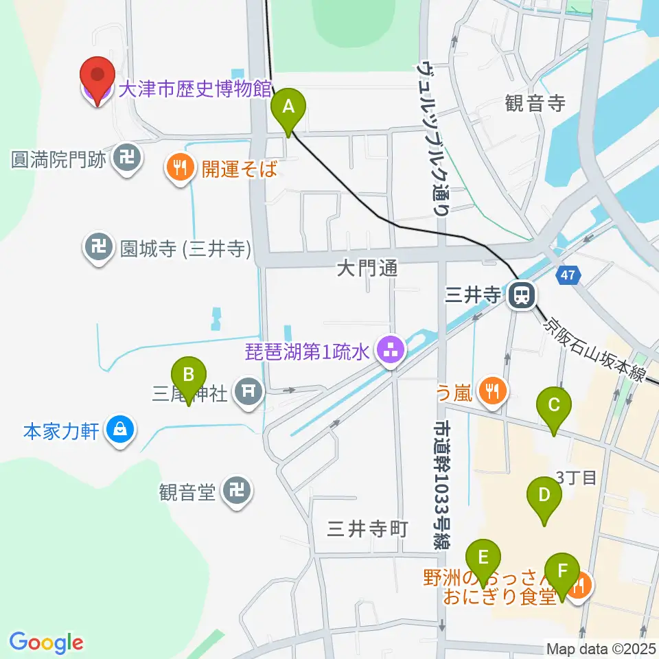 大津市歴史博物館周辺のホテル一覧地図