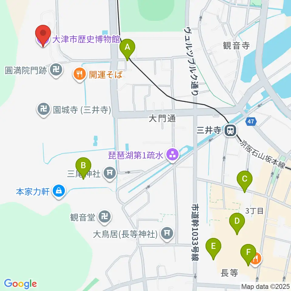 大津市歴史博物館周辺のホテル一覧地図