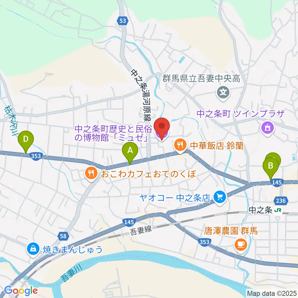 中之条町歴史と民俗の博物館「ミュゼ」周辺のホテル一覧地図