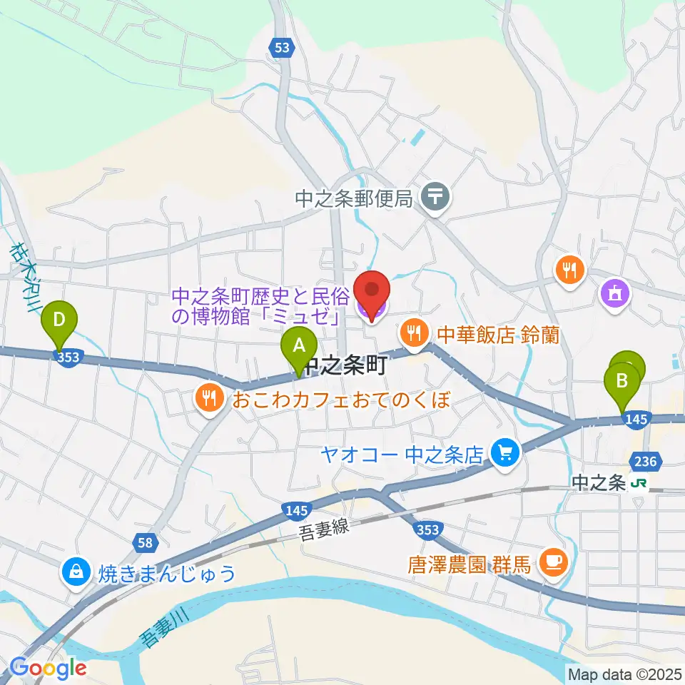 中之条町歴史と民俗の博物館「ミュゼ」周辺のホテル一覧地図