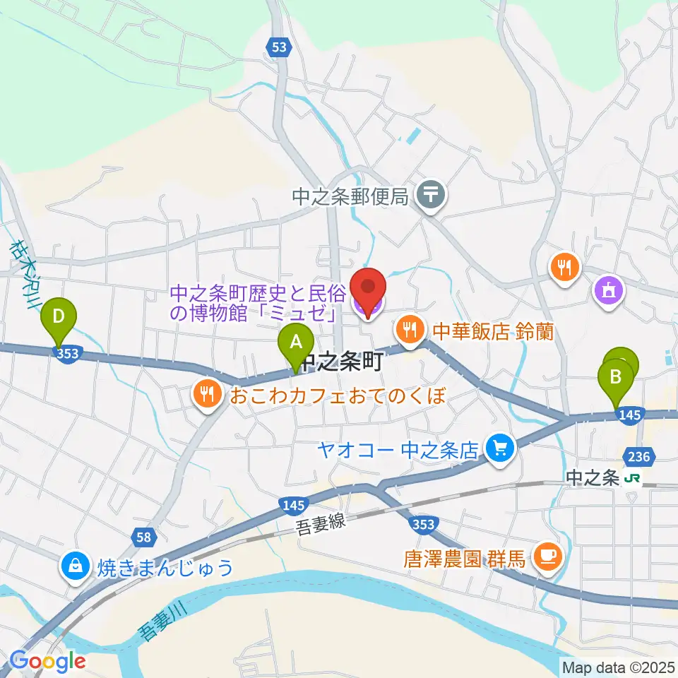 中之条町歴史と民俗の博物館「ミュゼ」周辺のホテル一覧地図