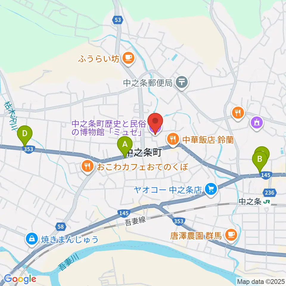 中之条町歴史と民俗の博物館「ミュゼ」周辺のホテル一覧地図