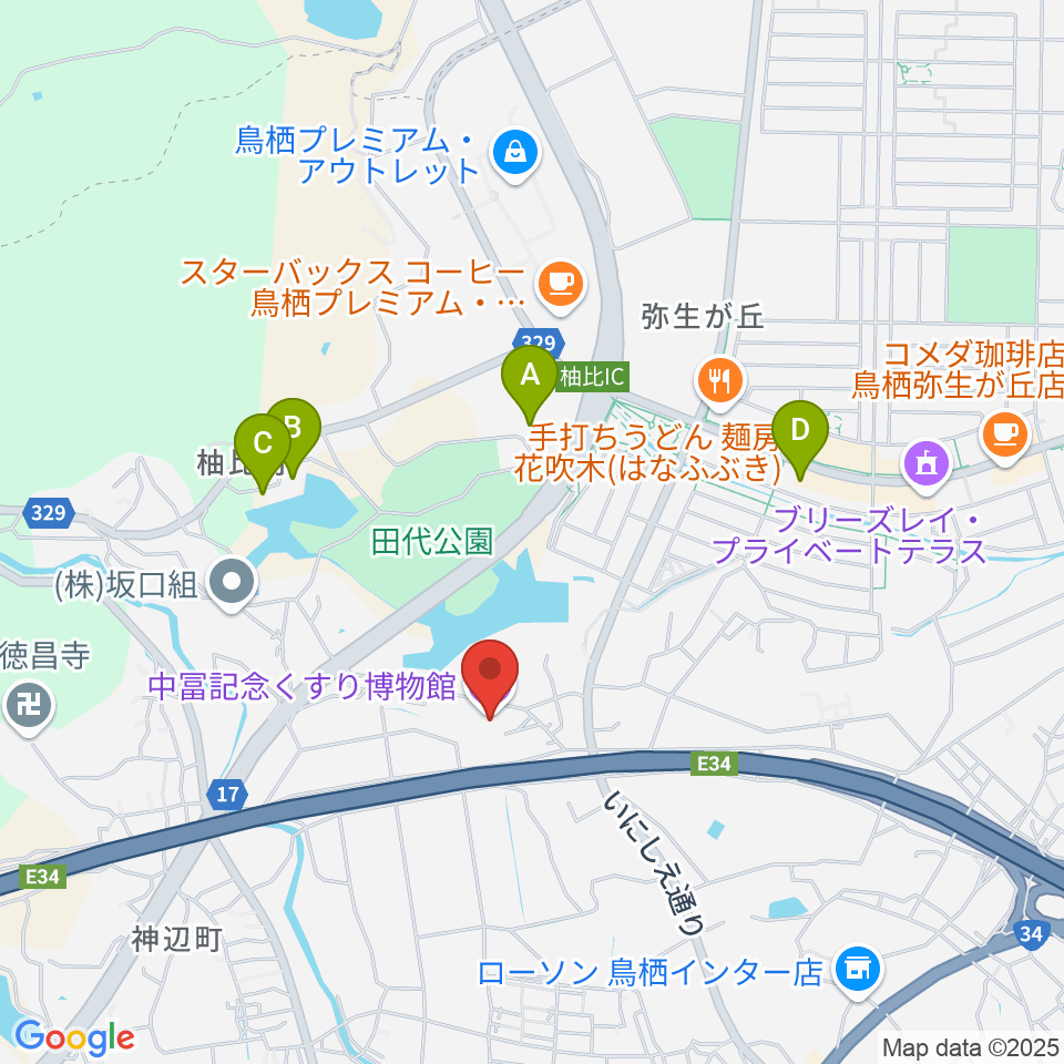 中冨記念くすり博物館周辺のホテル一覧地図