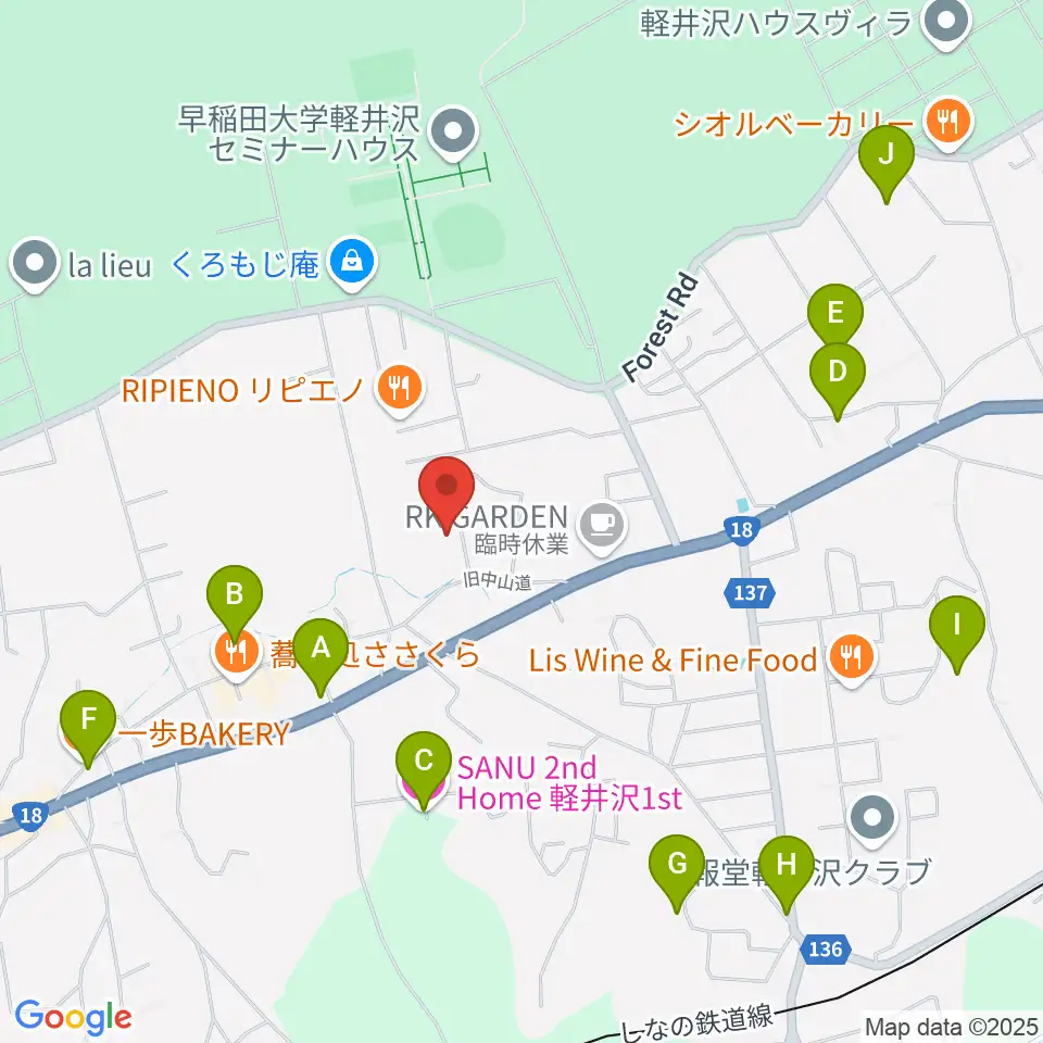軽井沢町追分宿郷土館周辺のホテル一覧地図