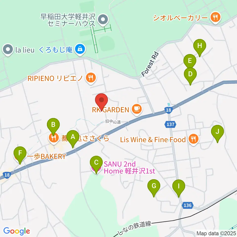 軽井沢町追分宿郷土館周辺のホテル一覧地図