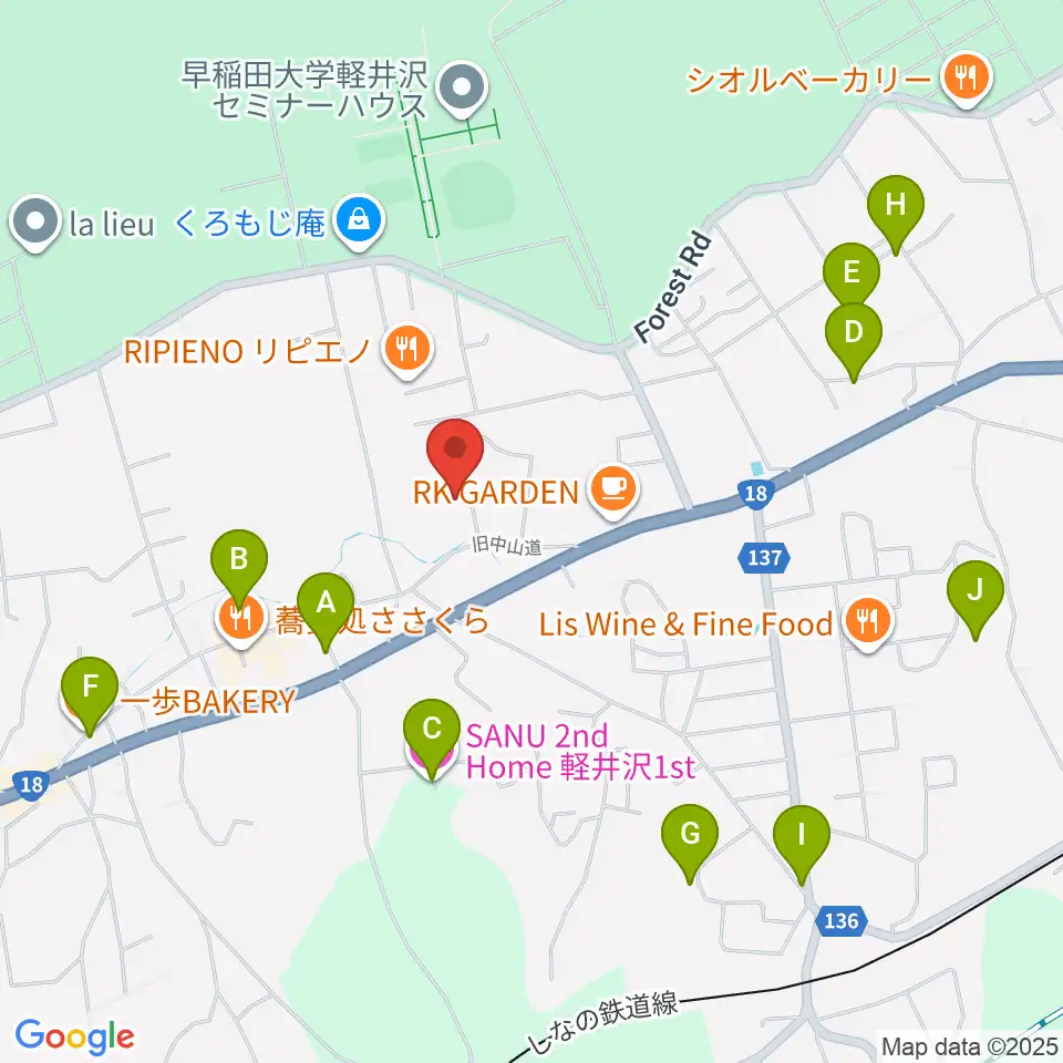 軽井沢町追分宿郷土館周辺のホテル一覧地図