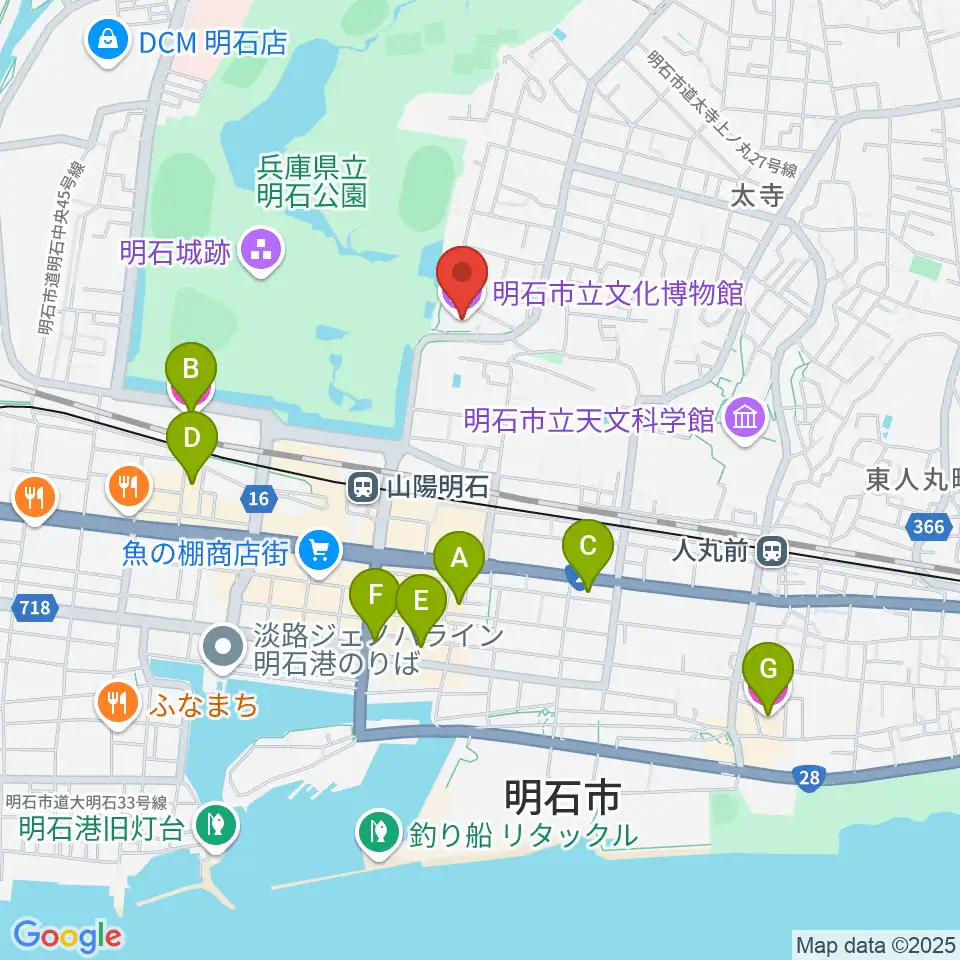 明石市立文化博物館周辺のホテル一覧地図