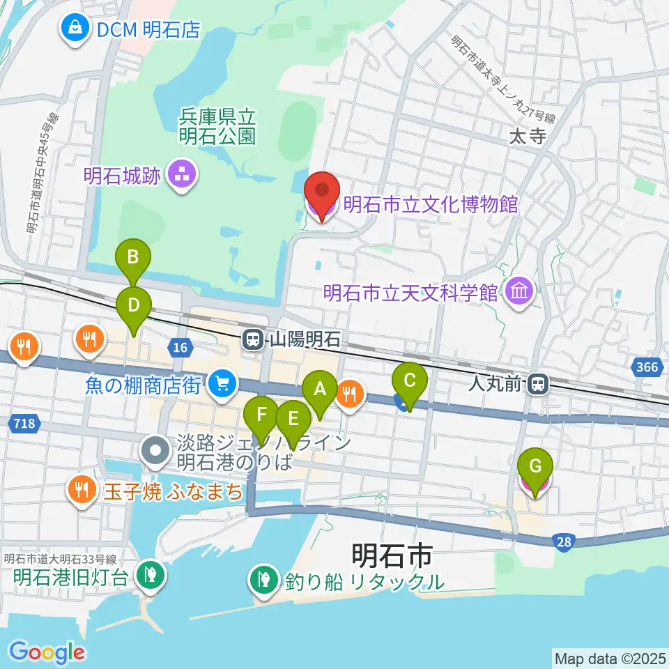 明石市立文化博物館周辺のホテル一覧地図
