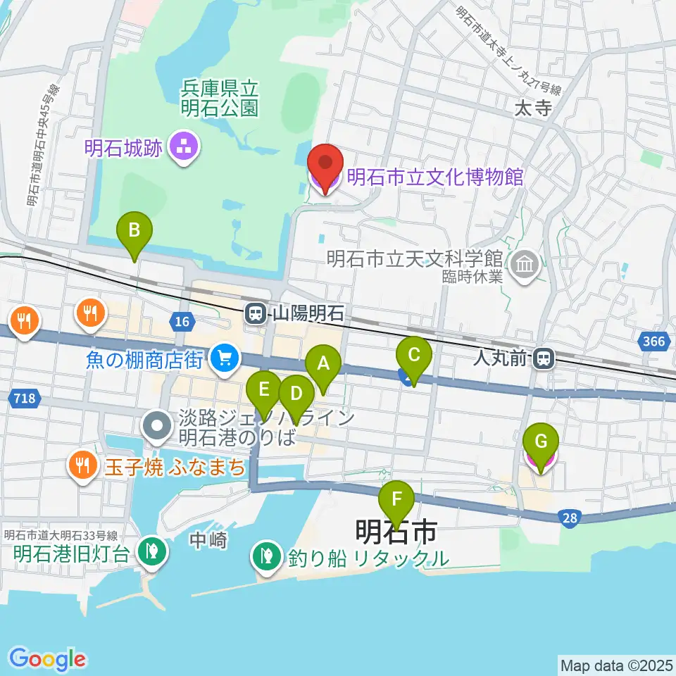 明石市立文化博物館周辺のホテル一覧地図