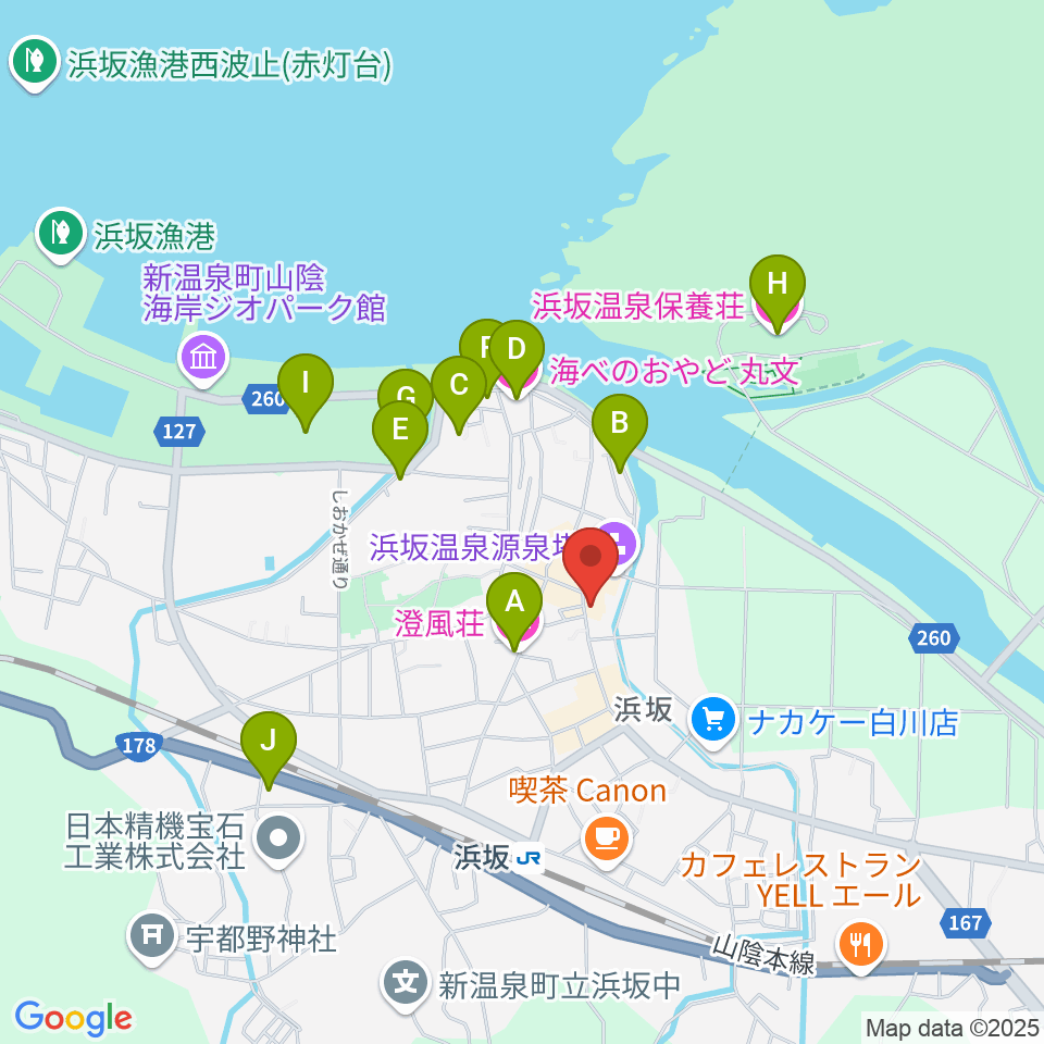 浜坂先人記念館 以命亭周辺のホテル一覧地図