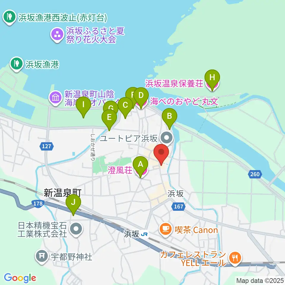 浜坂先人記念館 以命亭周辺のホテル一覧地図