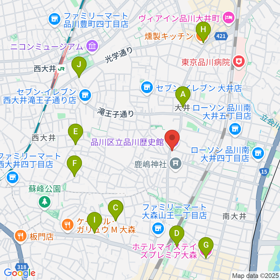 品川区立品川歴史館周辺のホテル一覧地図