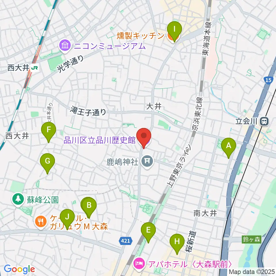 品川区立品川歴史館周辺のホテル一覧地図