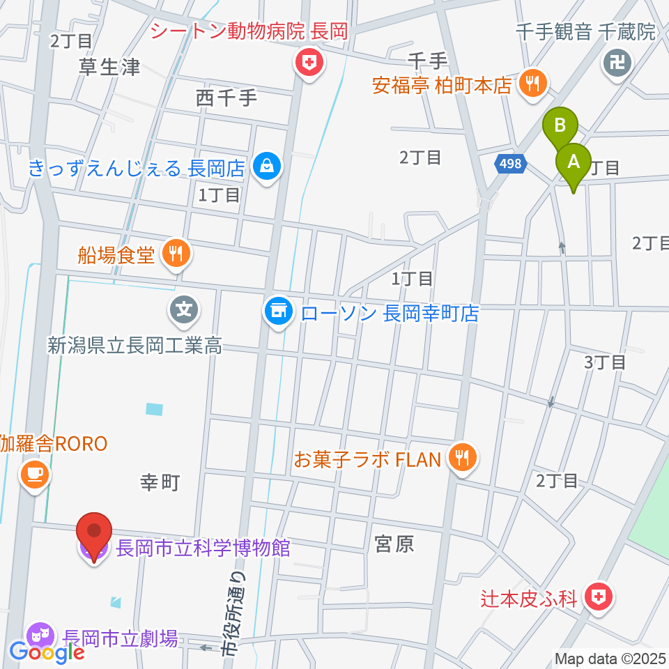 長岡市立科学博物館周辺のホテル一覧地図