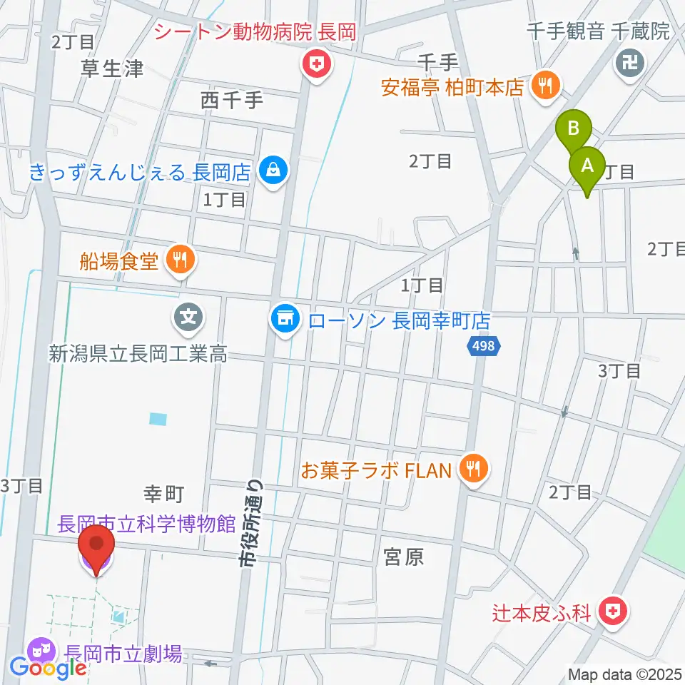 長岡市立科学博物館周辺のホテル一覧地図