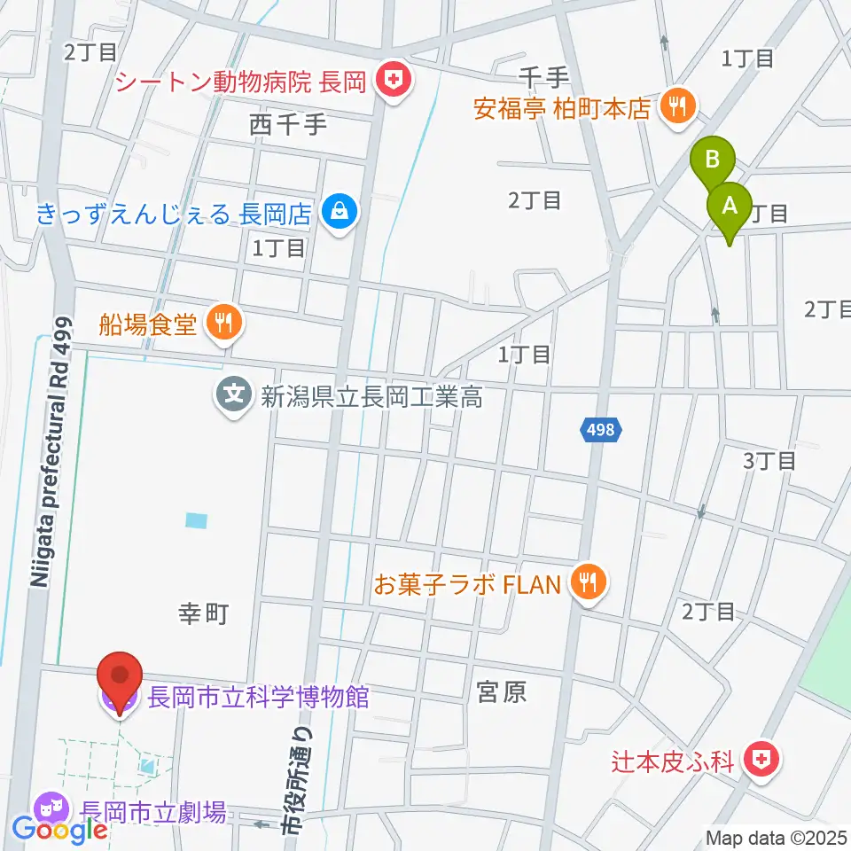 長岡市立科学博物館周辺のホテル一覧地図