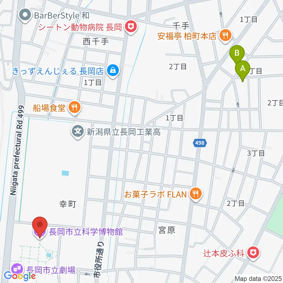 長岡市立科学博物館周辺のホテル一覧地図