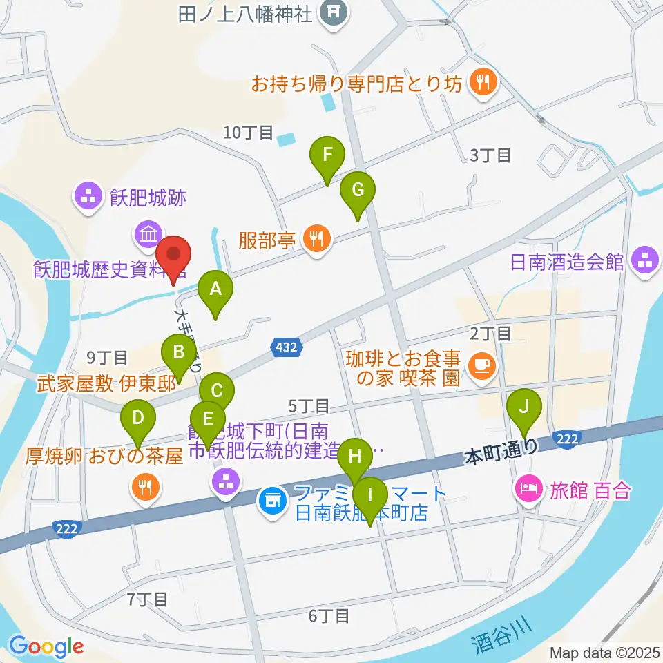 飫肥城歴史資料館周辺のホテル一覧地図