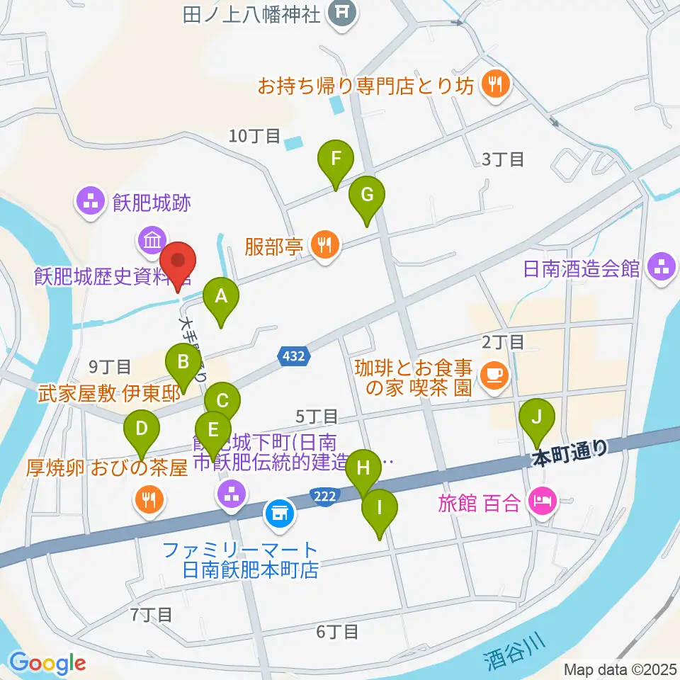 飫肥城歴史資料館周辺のホテル一覧地図