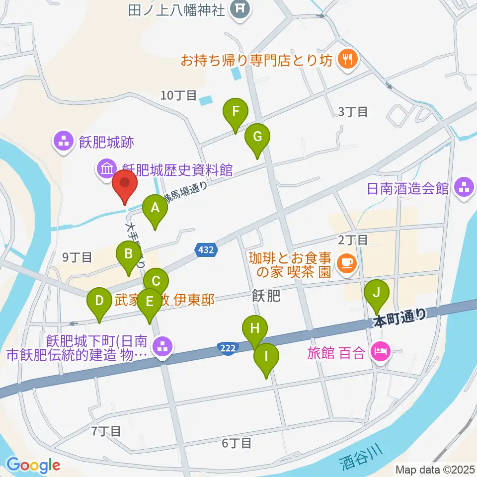 飫肥城歴史資料館周辺のホテル一覧地図
