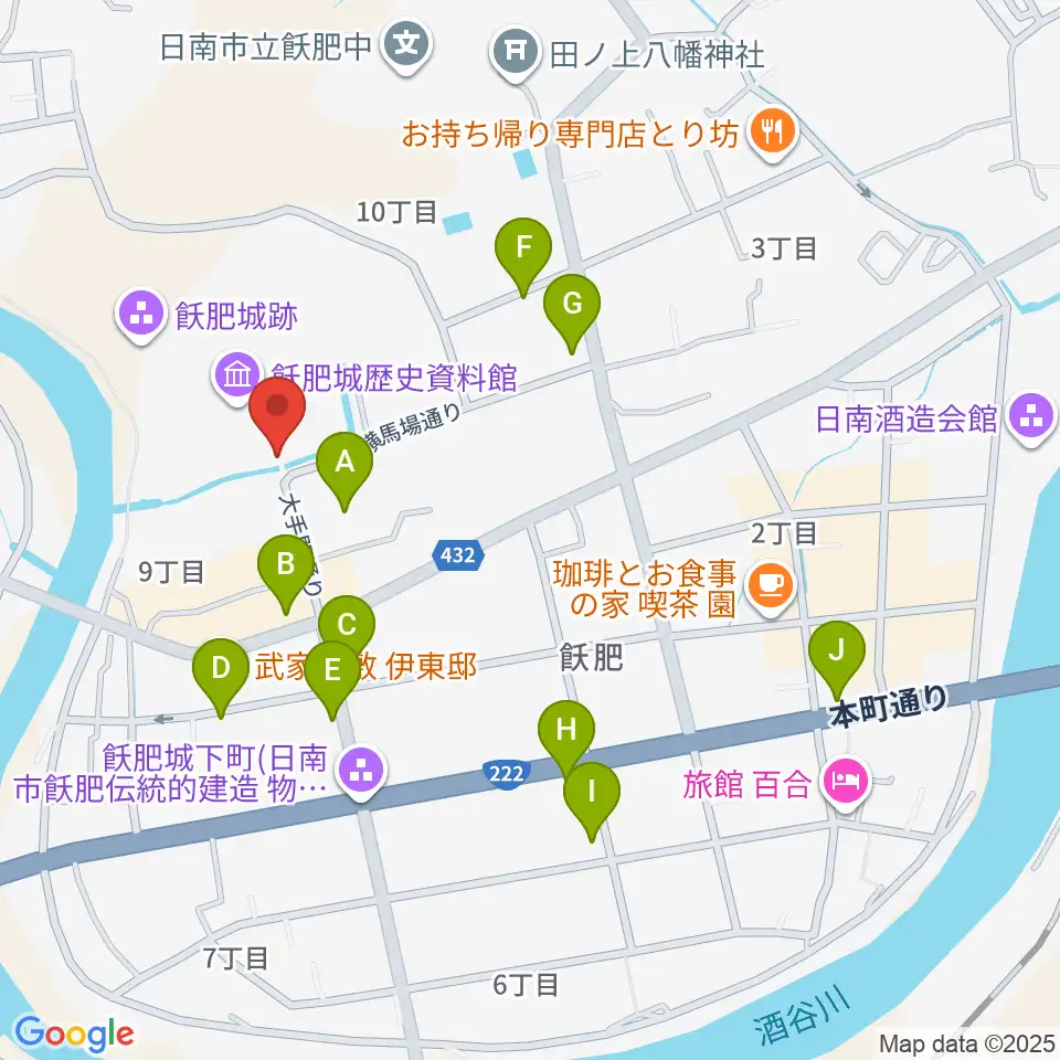 飫肥城歴史資料館周辺のホテル一覧地図