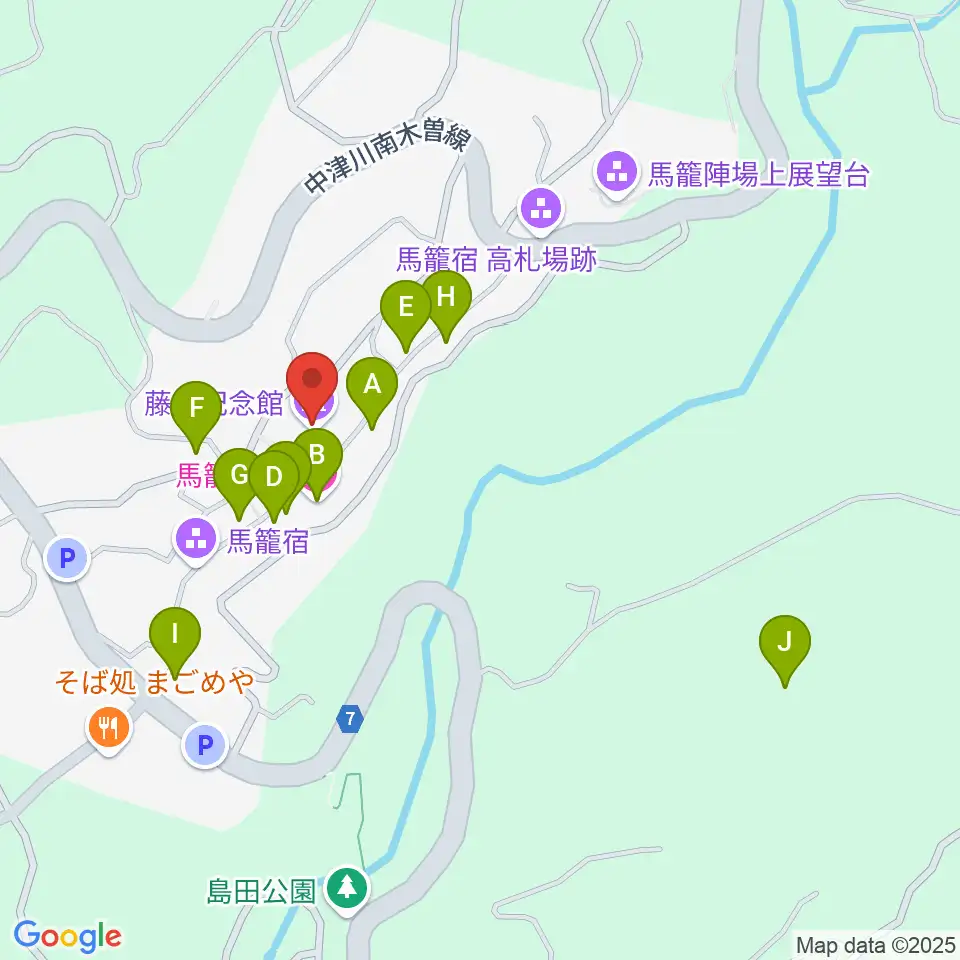 藤村記念館周辺のホテル一覧地図