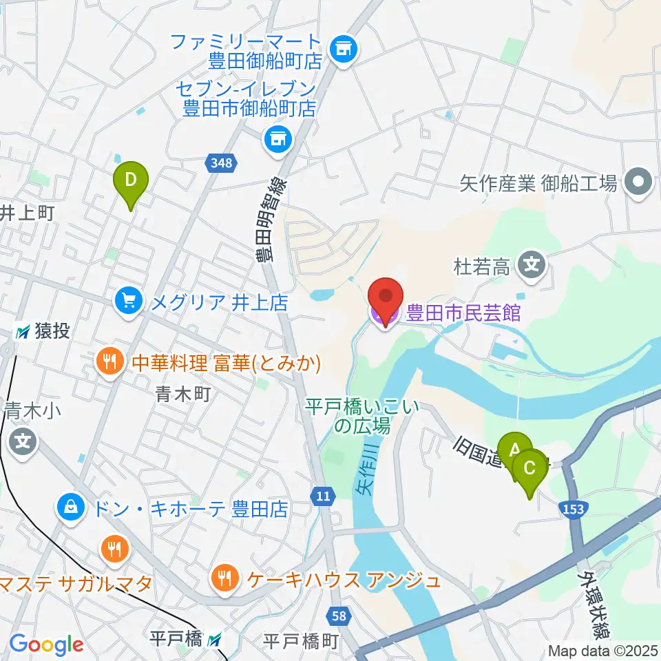 豊田市民芸館周辺のホテル一覧地図