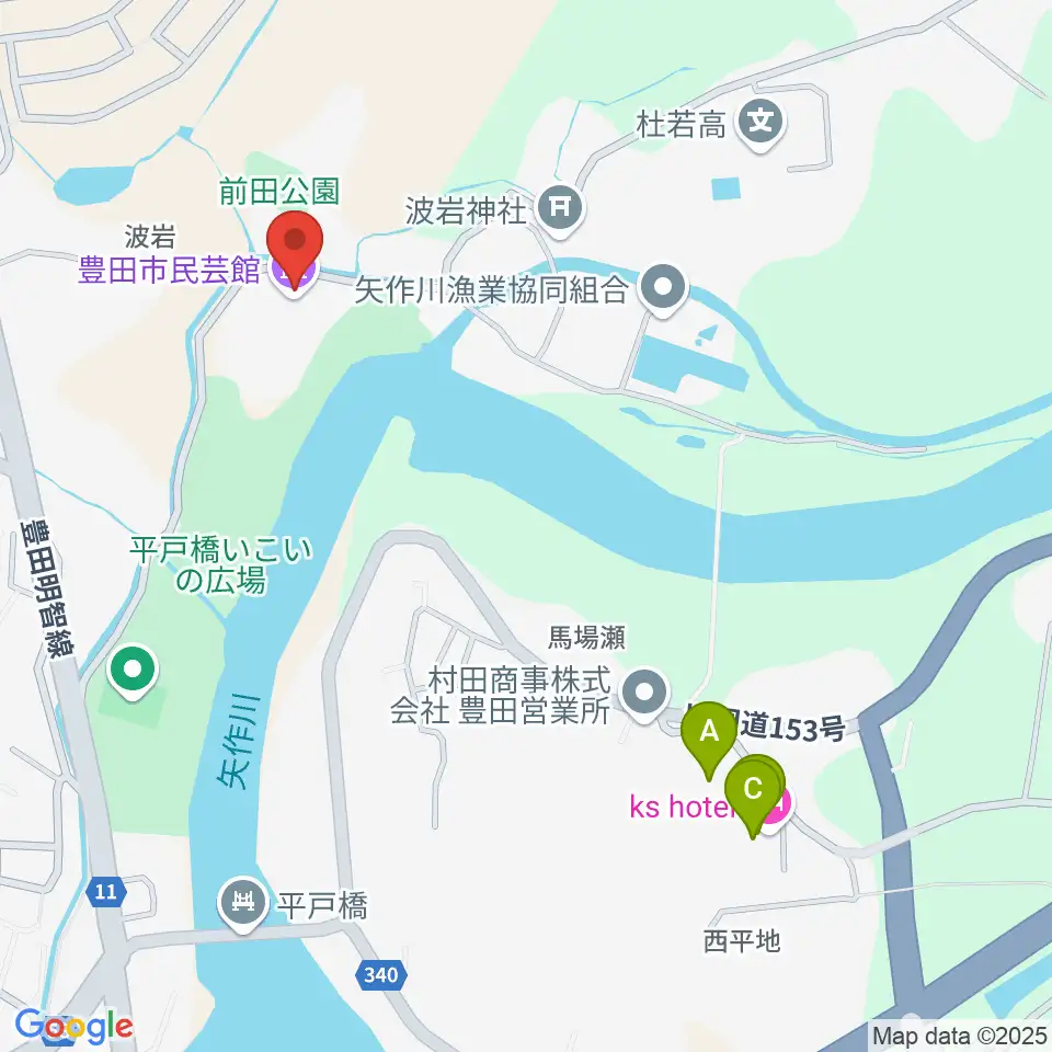 豊田市民芸館周辺のホテル一覧地図
