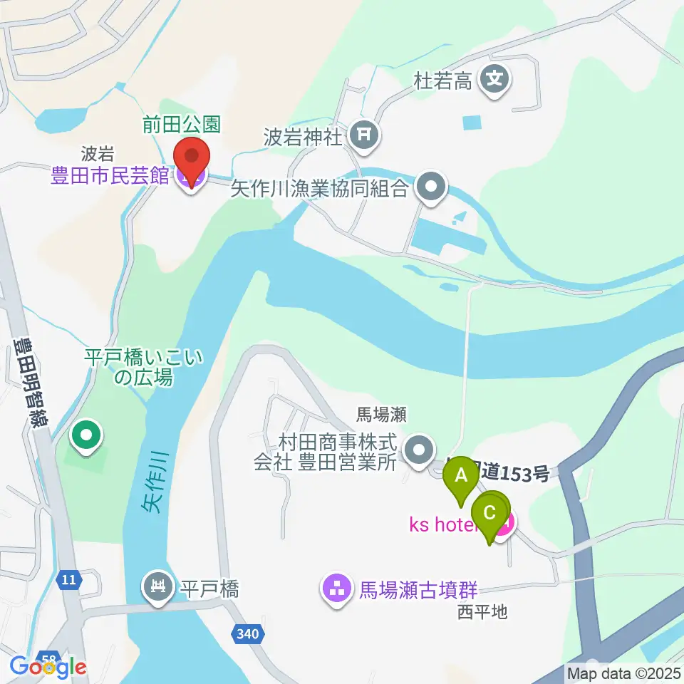 豊田市民芸館周辺のホテル一覧地図