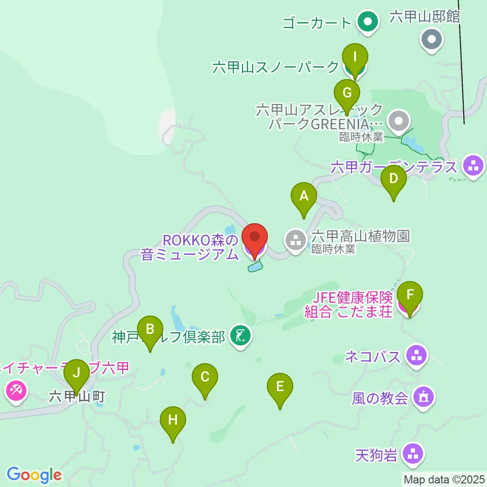 ROKKO森の音ミュージアム周辺のホテル一覧地図