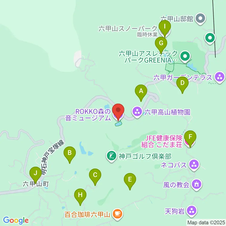 ROKKO森の音ミュージアム周辺のホテル一覧地図