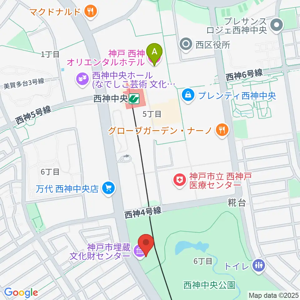 神戸市埋蔵文化財センター周辺のホテル一覧地図