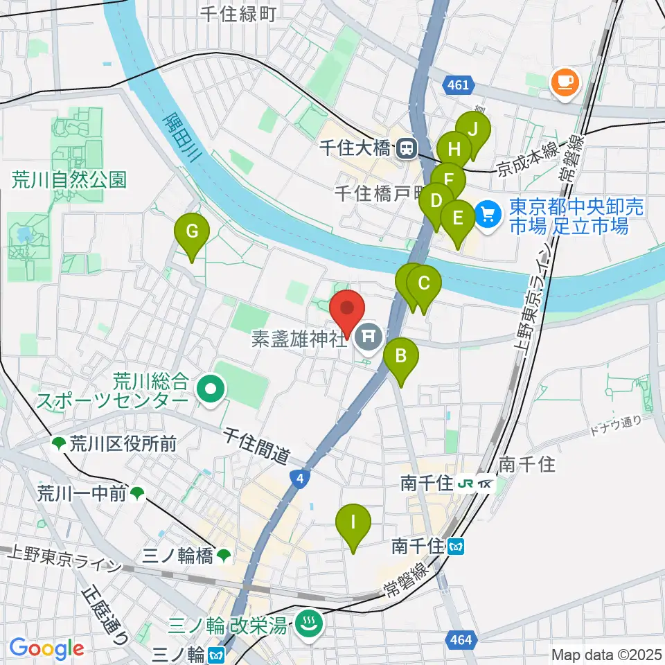 荒川ふるさと文化館周辺のホテル一覧地図
