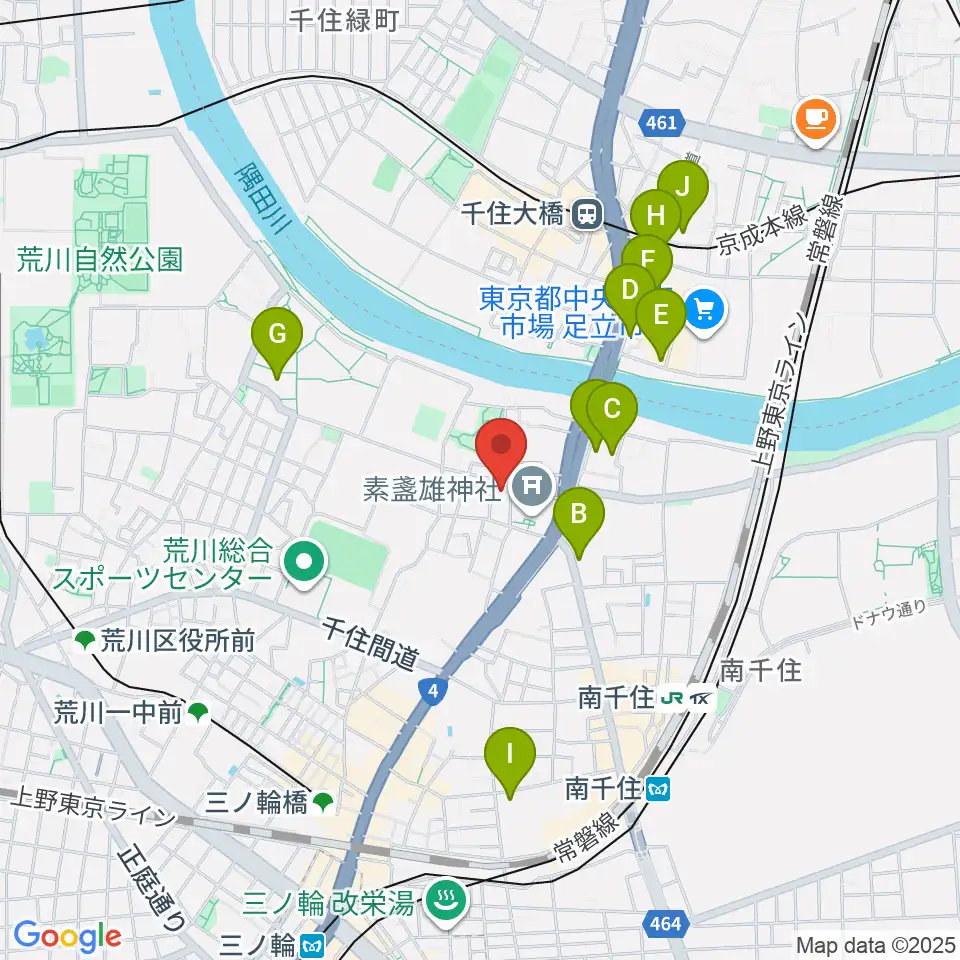 荒川ふるさと文化館周辺のホテル一覧地図