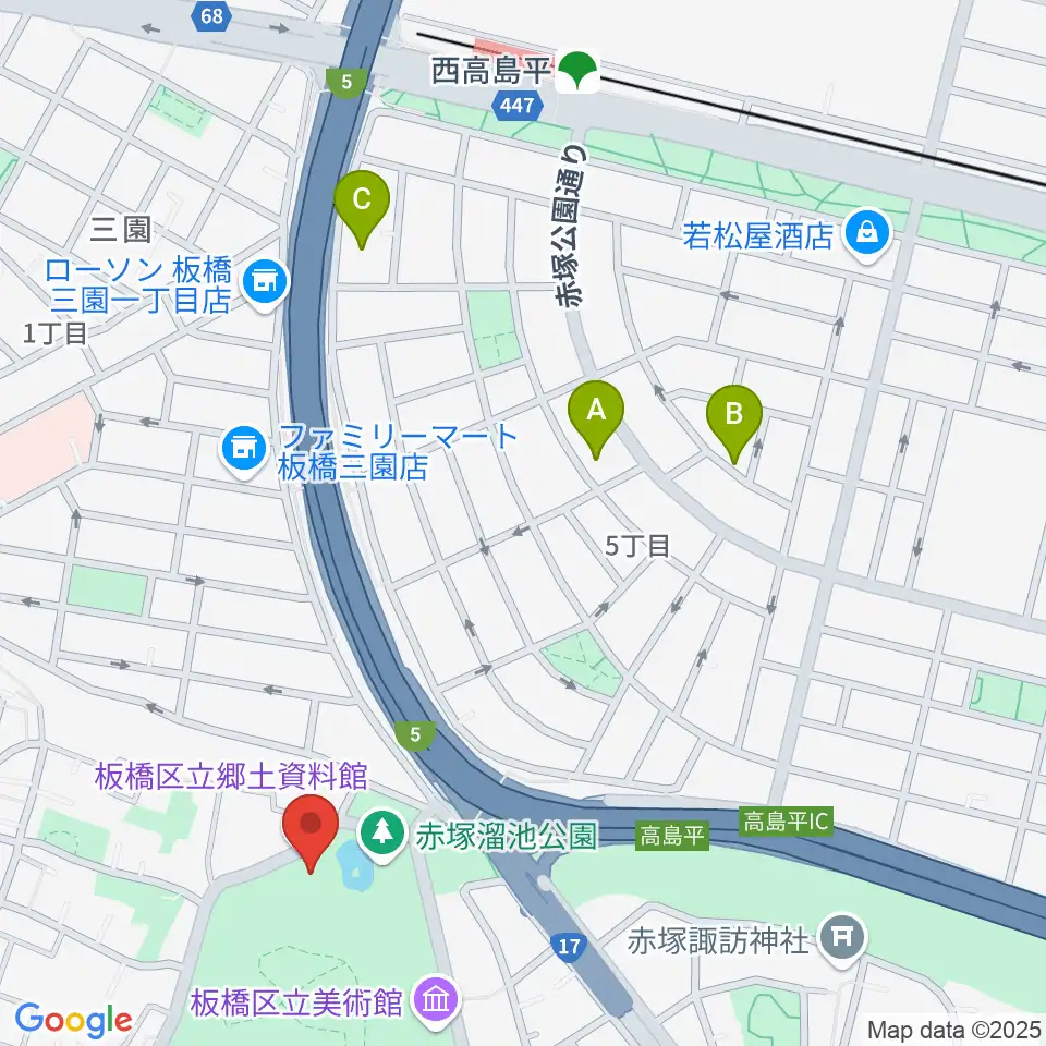 板橋区立郷土資料館周辺のホテル一覧地図