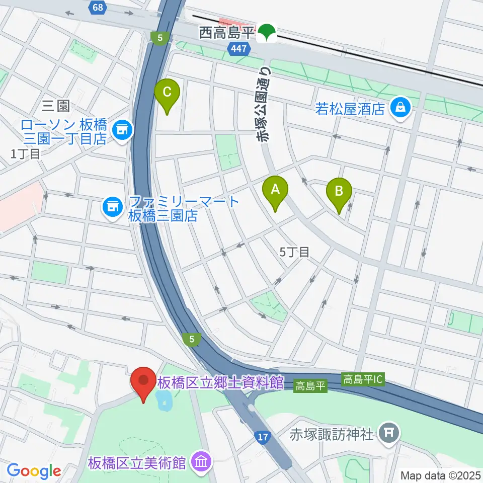 板橋区立郷土資料館周辺のホテル一覧地図