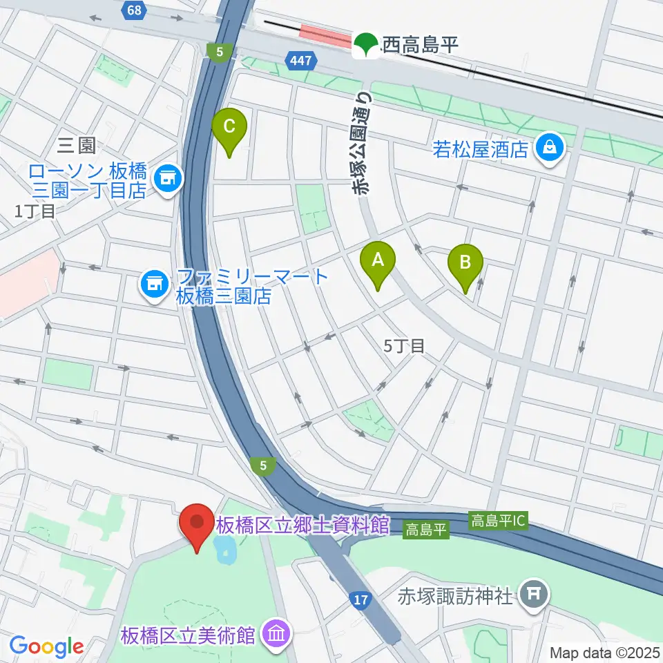 板橋区立郷土資料館周辺のホテル一覧地図