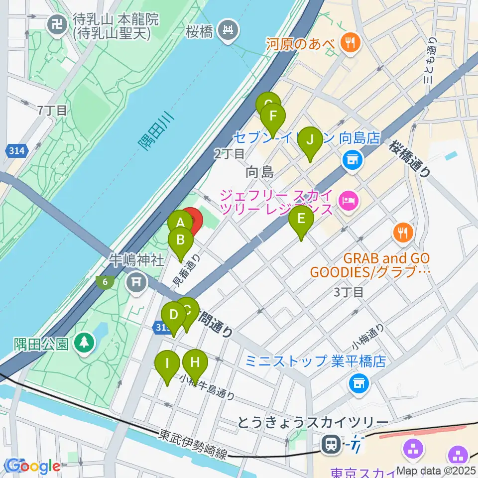 すみだ郷土文化資料館周辺のホテル一覧地図